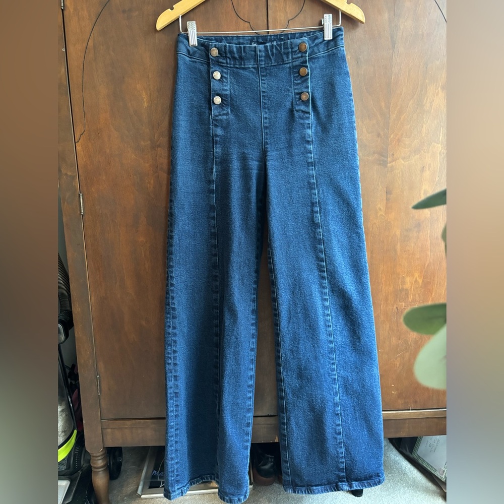 Boden Sailor High-Waist Wide Leg Women's Jeans - Dark Blue--size 6